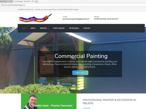 Quentin Earle Painting Wordpress website design - Nelson