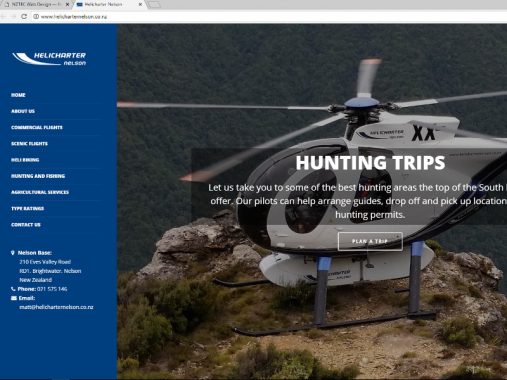 Helicharter Nelson website design - Brightwater